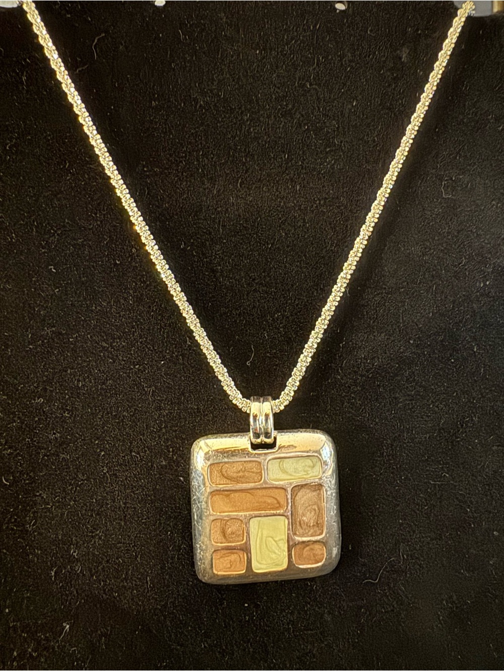 Vintage 1990s Kenneth Cole KC Mosaic Pendant Necklace